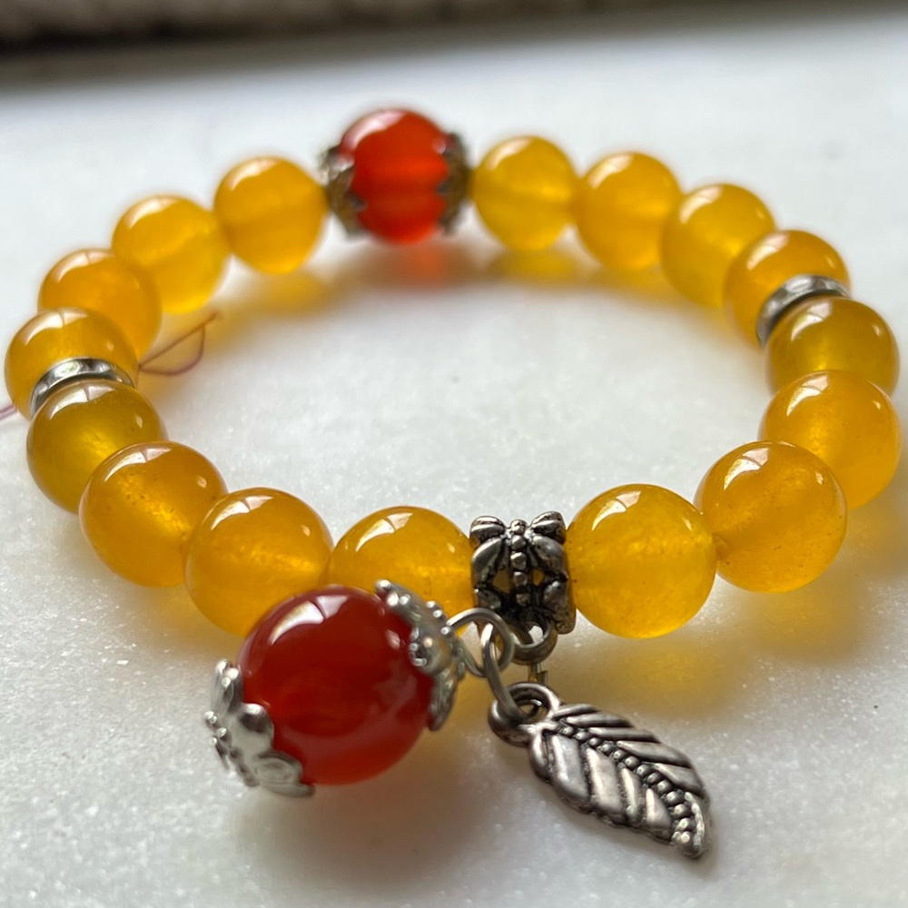 Yellow and Red Agate Bracelet
